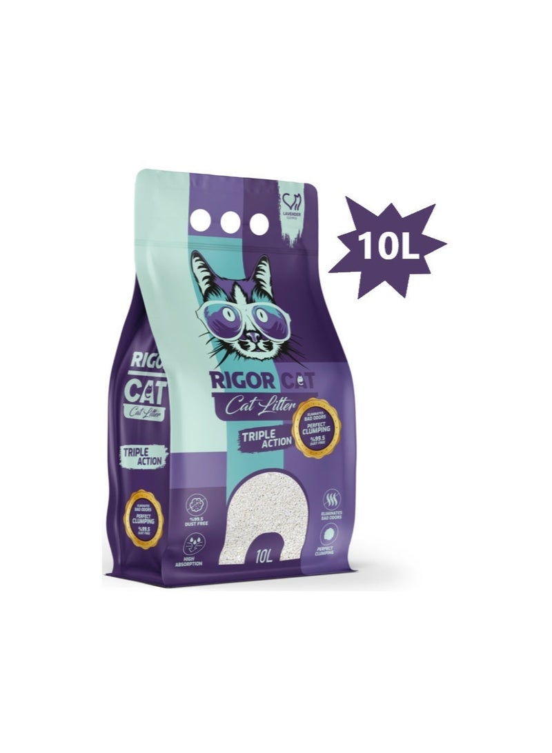 ريجور رمل قطط 10لتر برائحة اللافندر ثلاثي الفاعلية - Image 1