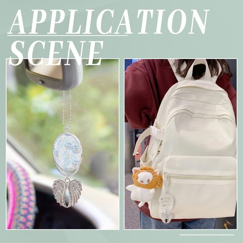 SUNNYCLUE 5Pcs Sublimation Keychain Blanks Guardian Angel Keychain Making Kit Sublimation Blanks Bulk Angel Wing Keychain Charms Heat Transfer Photo Frame for Car Mirror Home Hanging Decoration - Image 5