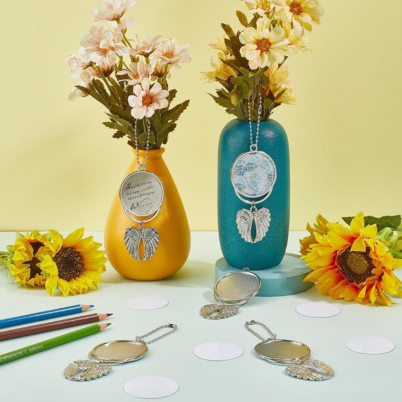 SUNNYCLUE 5Pcs Sublimation Keychain Blanks Guardian Angel Keychain Making Kit Sublimation Blanks Bulk Angel Wing Keychain Charms Heat Transfer Photo Frame for Car Mirror Home Hanging Decoration - Image 4