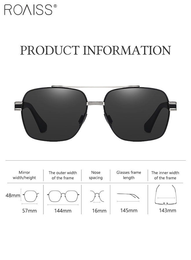 roaiss Men's Aviator Polarized Sunglasses, UV400 Protection Sun Glasses with Metal Frame, Fashion Anti-Glare Sun Shades for Men Driving, Fishing, Traveling, Black Silver, 57mm - Image 4