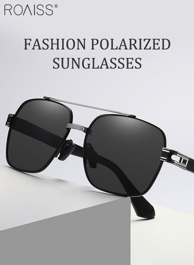 roaiss Men's Aviator Polarized Sunglasses, UV400 Protection Sun Glasses with Metal Frame, Fashion Anti-Glare Sun Shades for Men Driving, Fishing, Traveling, Black Silver, 57mm - Image 3