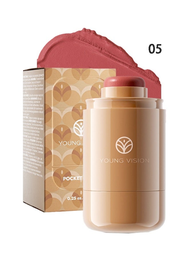 YOUNG VISION Pocket Blush 05, Long Lasting Smooth Lipstick Blush Stick, Matte Highly Chroma Blusher Paste, Waterproof Blusher Cream - 7.5G - Image 1