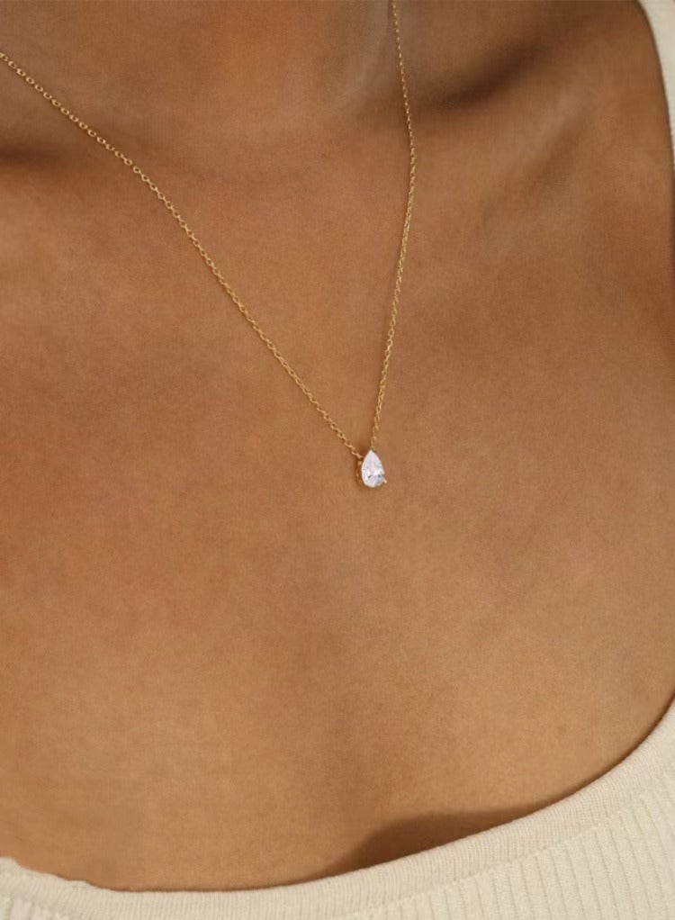 Water Droplet Zircon Vacuum Electroplated Necklace - Image 4