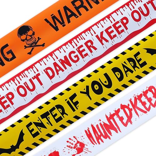 AMDBHC 4 Pack Halloween Decorations Caution Tape Roll 3in 82ft Halloween Fright Warning Tape Indoor Outdoor Keep Out Danger for Party Favors Haunted House Dcor - Image 1
