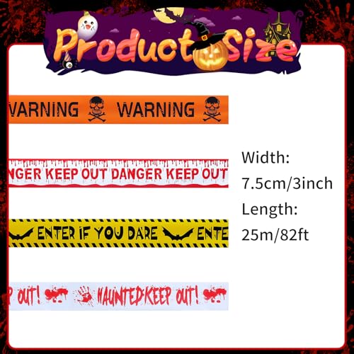 AMDBHC 4 Pack Halloween Decorations Caution Tape Roll 3in 82ft Halloween Fright Warning Tape Indoor Outdoor Keep Out Danger for Party Favors Haunted House Dcor - Image 3