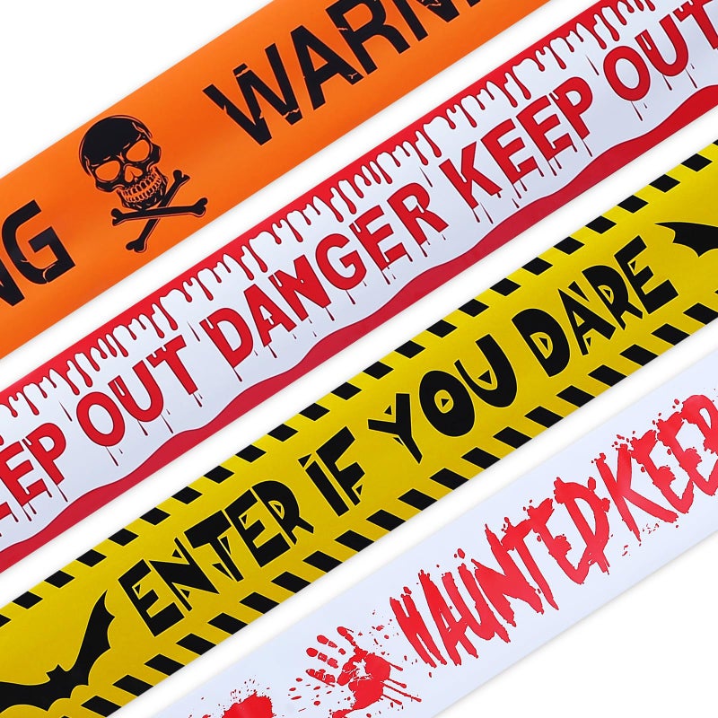 AMDBHC 4 Pack Halloween Decorations Caution Tape Roll 3in 82ft Halloween Fright Warning Tape Indoor Outdoor Keep Out Danger for Party Favors Haunted House Dcor - Image 2