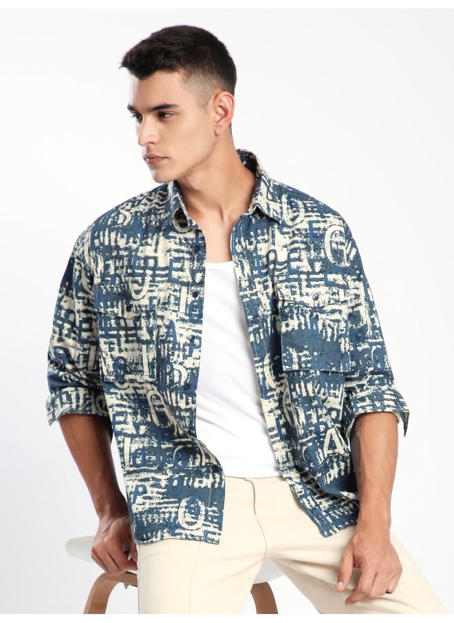 Beyoung Savoy Blue Crush Print Shirt  - Image 4