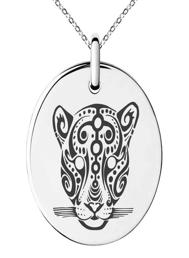 Tioneer Stainless Steel Mayan Jaguar Rune Symbol Small Medallion Circle Charm Pendant Necklace