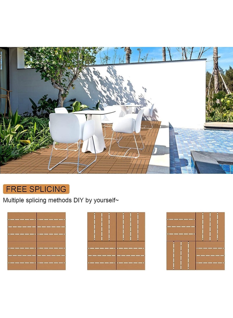 HOME TASTE بلاط سطح بلاستيكي متداخل 12"x12" – أرضيات فناء خارجية مقاومة للماء للحديقة، الشرفة، السطح والفناء الخلفي – بلاط سطح بلاستيكي لجميع الأحوال الجوية سهل التركيب، متين وسطح مقاوم للانزلاق - Image 4