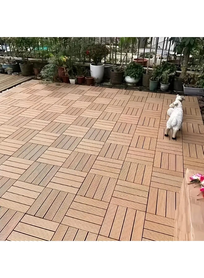 HOME TASTE بلاط سطح بلاستيكي متداخل 12"x12" – أرضيات فناء خارجية مقاومة للماء للحديقة، الشرفة، السطح والفناء الخلفي – بلاط سطح بلاستيكي لجميع الأحوال الجوية سهل التركيب، متين وسطح مقاوم للانزلاق - Image 1