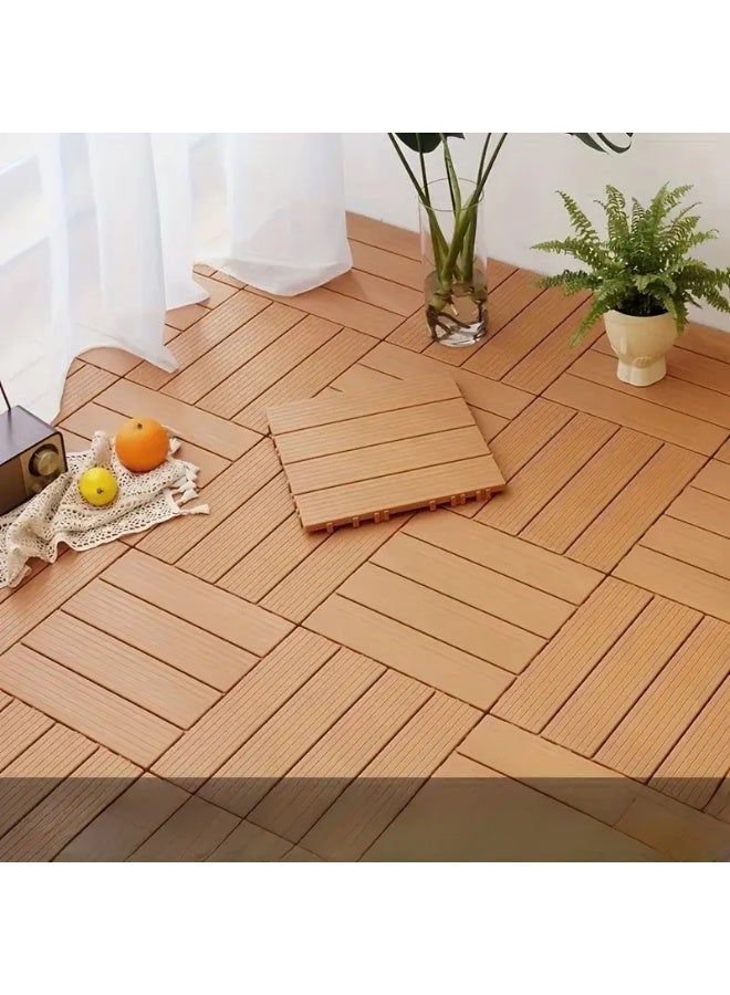 HOME TASTE بلاط سطح بلاستيكي متداخل 12"x12" – أرضيات فناء خارجية مقاومة للماء للحديقة، الشرفة، السطح والفناء الخلفي – بلاط سطح بلاستيكي لجميع الأحوال الجوية سهل التركيب، متين وسطح مقاوم للانزلاق - Image 2