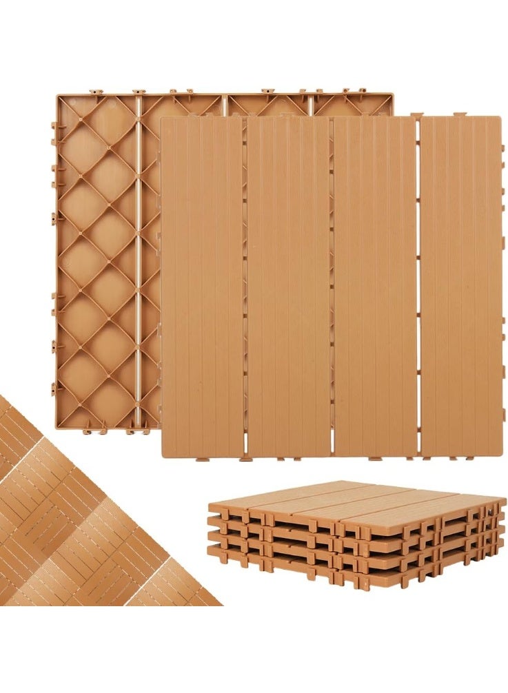 HOME TASTE بلاط سطح بلاستيكي متداخل 12"x12" – أرضيات فناء خارجية مقاومة للماء للحديقة، الشرفة، السطح والفناء الخلفي – بلاط سطح بلاستيكي لجميع الأحوال الجوية سهل التركيب، متين وسطح مقاوم للانزلاق - Image 3