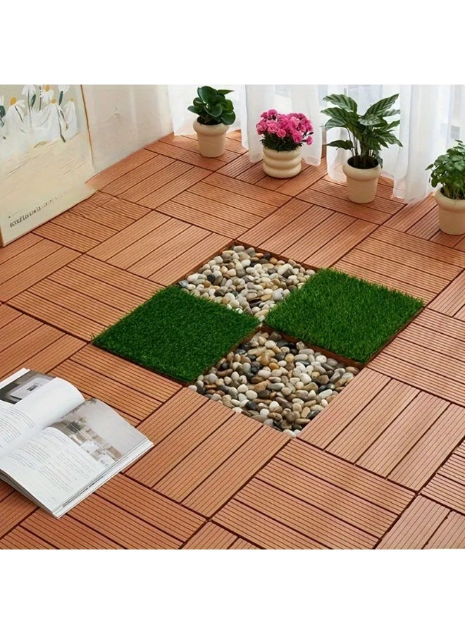 HOME TASTE بلاط سطح بلاستيكي متداخل 12"x12" – أرضيات فناء خارجية مقاومة للماء للحديقة، الشرفة، السطح والفناء الخلفي – بلاط سطح بلاستيكي لجميع الأحوال الجوية سهل التركيب، متين وسطح مقاوم للانزلاق - Image 5