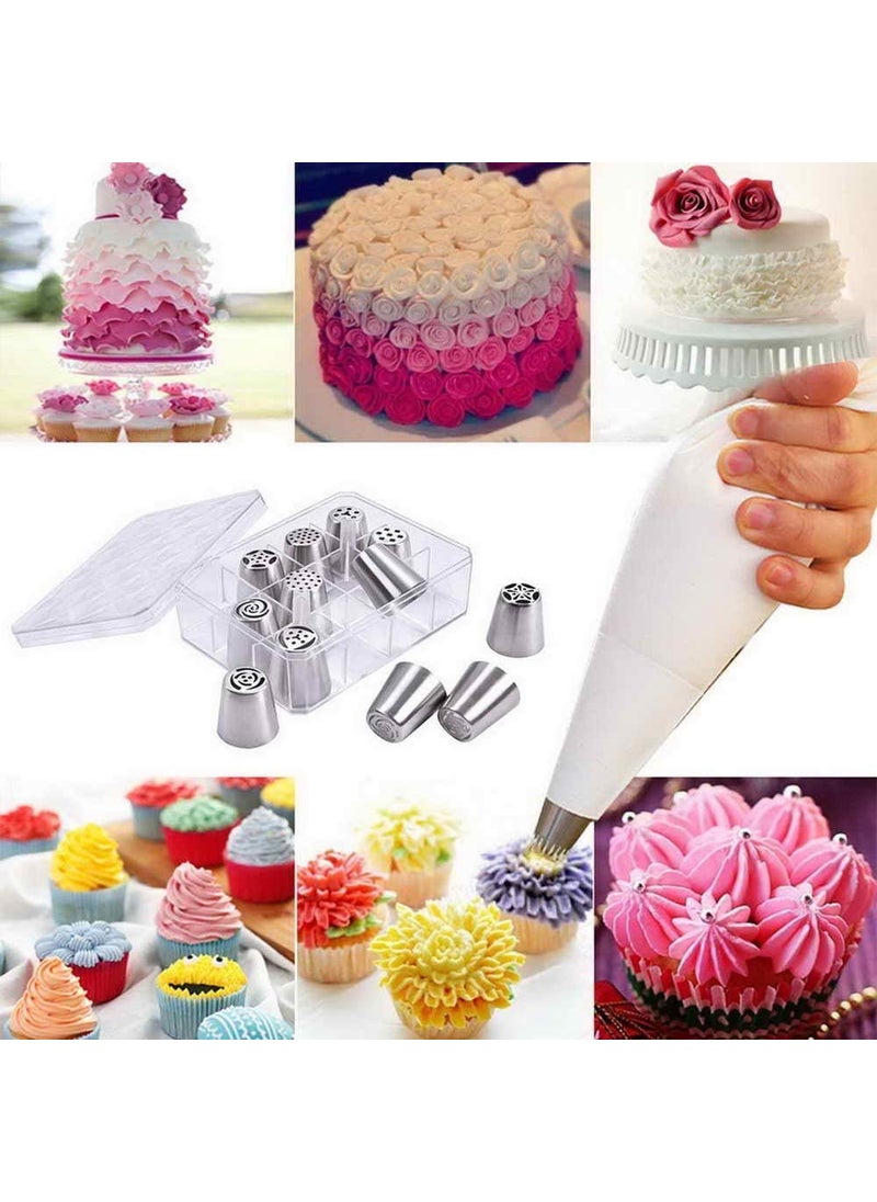 VIBGYOR PRODUCTS VIBGYOR PRODUCTS Stainless Steel 12pcs Russian Pastry Piping Nozzles Cake Decorating Icing Tips  - Image 4