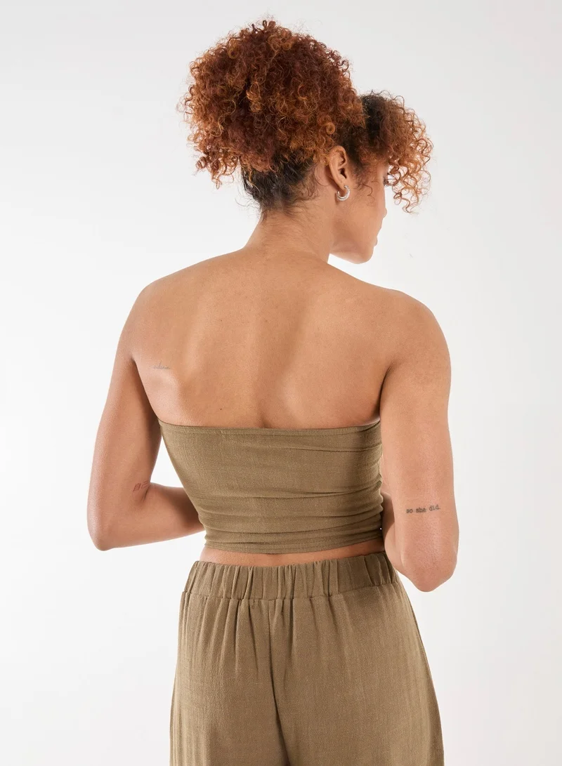 Pink Vanilla Linen Cargo Corset Top