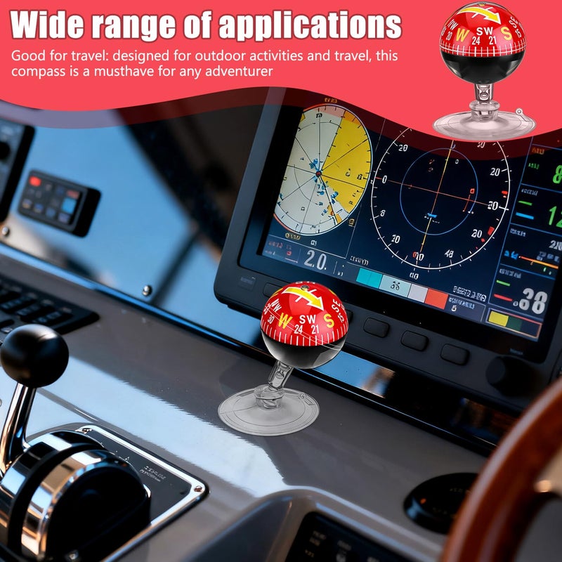 Red Plastic Dashboard Compass with 38mm Suction Cup for Car Truck Boat Outdoor Hiking - Image 4