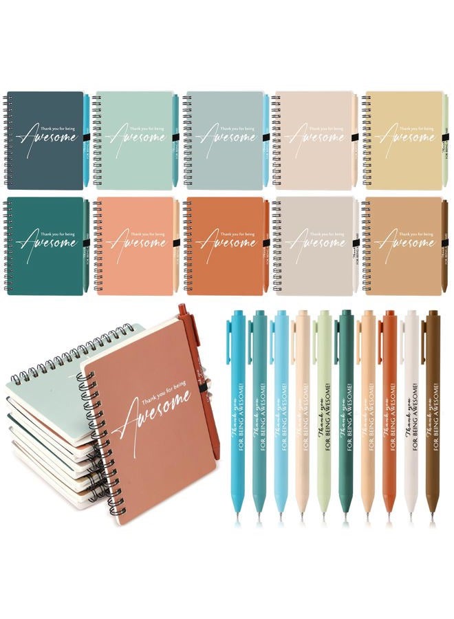 Honoson Spiral Notebook Sets Bulk Thank You Gift for Employee Appreciation Inspirational Journal Thank You for Being Awesome Notepads with Bamboo Pen for Teacher Nurse(Soothing Morandi Color,10 Sets) - Image 1