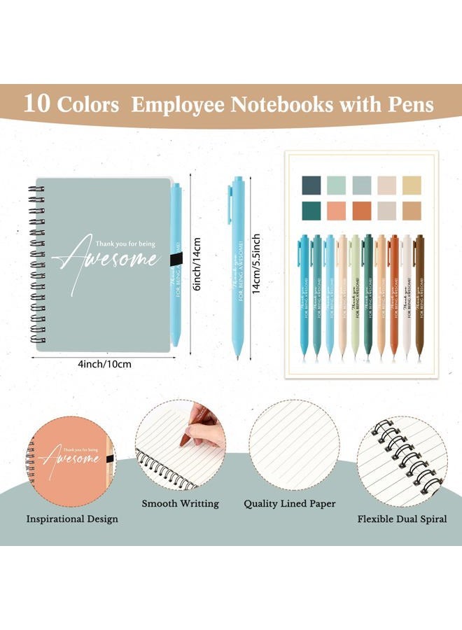 Honoson Spiral Notebook Sets Bulk Thank You Gift for Employee Appreciation Inspirational Journal Thank You for Being Awesome Notepads with Bamboo Pen for Teacher Nurse(Soothing Morandi Color,10 Sets) - Image 2