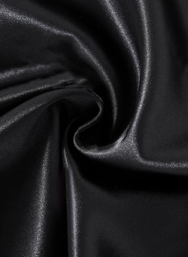 Take Two Black Satin Lace Slip Dress - Image 5