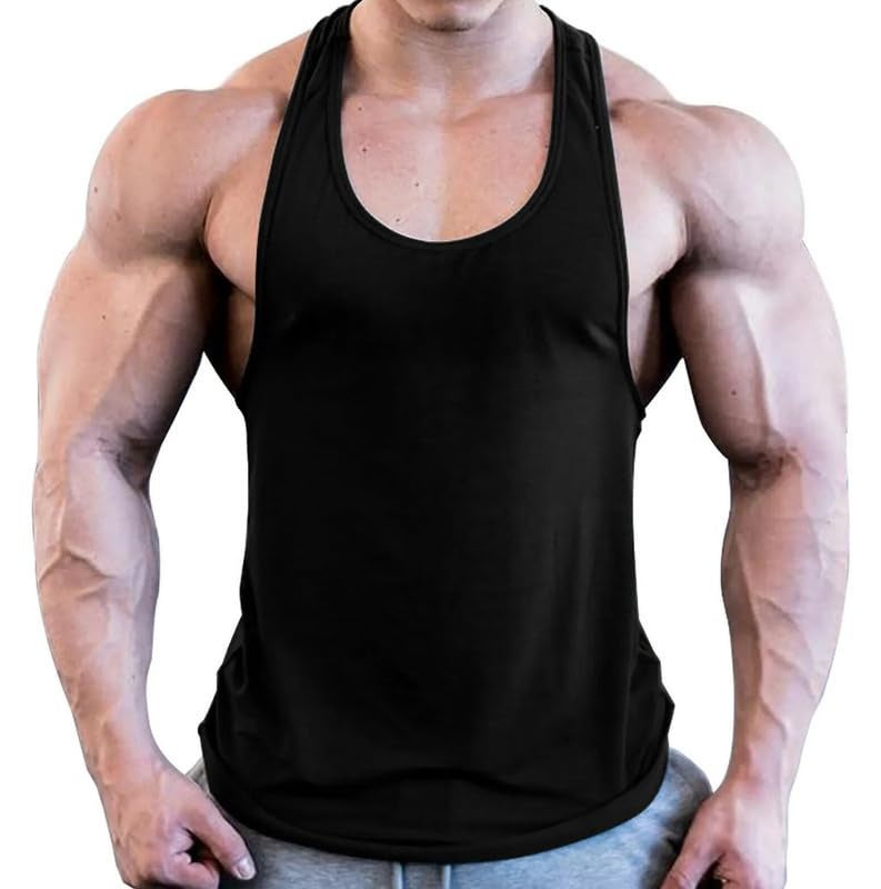 THE BLAZZE Vest for Men Quick Dry Fit Regular Fit Vests for Men Gym Vests for Men for Casual Wear Workout Vests for Man Active Gym Wear for Men Running T-Shirts for Men Vest for Man L2598 0001 ( XL , BLK_PLN ) - Image 1