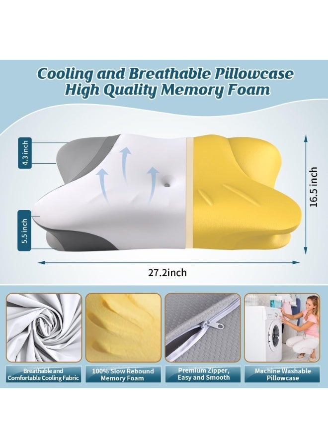 NIUB Cervical Neck Pillow for Pain Relief,  Ergonomic Side Sleeping Pillow, Orthopedic Pillow for Side Sleepers, Memory Foam Pillows with Cooling Pillowcase, Neck Support Cushion - Image 4