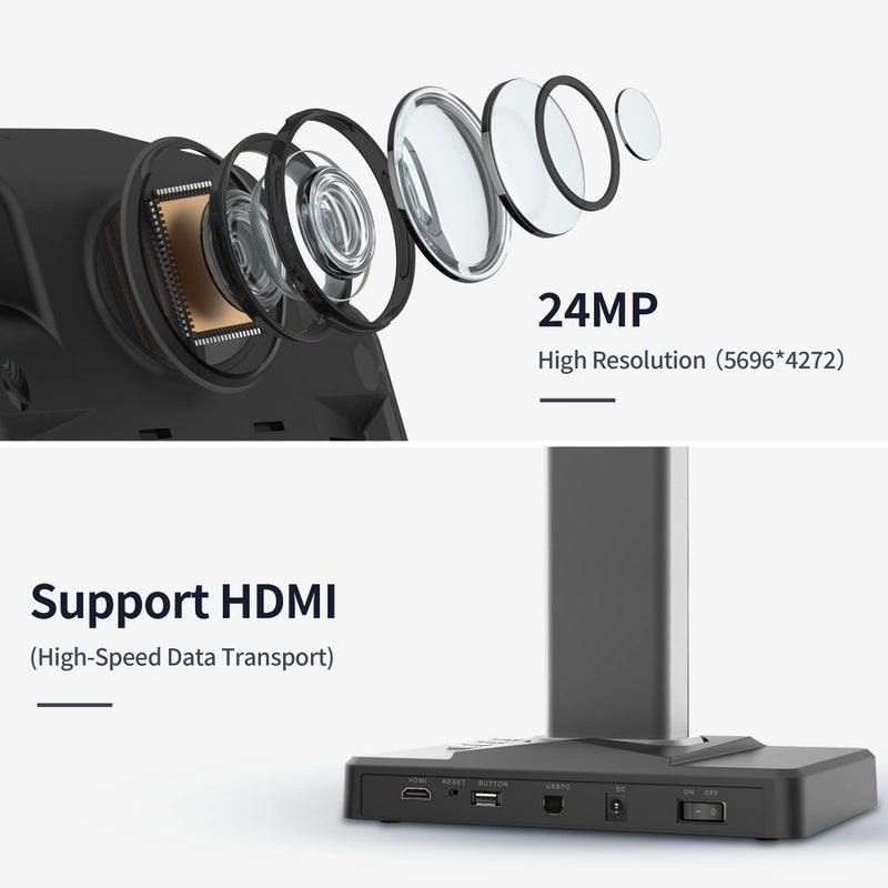 CZUR ET24 Pro Professional Book Scanner, 24MP Document Camera, 3rd Gen Auto-Flatten & Deskew Tech, A3 Document Scanner, 180+ Languages OCR, Support HDMI, for Windows/MacOS/Linux - Image 2