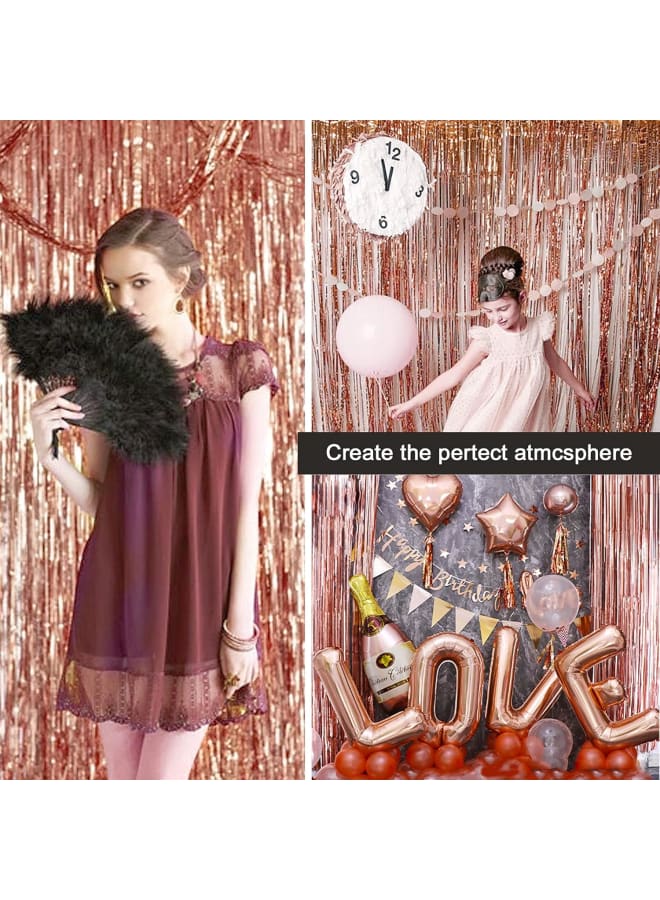 قطعتان من ستارة بهرج معدني من الرقائق المعدنية، 3.28 قدم × 6.56 قدم خلفية للحفلات ستائر زينة هامشية للتعليق، مستلزمات حفلات خلفية لحفلات الزفاف وأعياد الميلاد والعام الجديد - Image 5