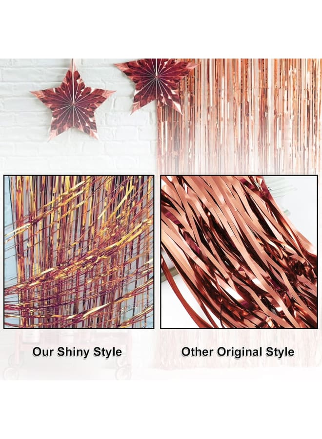 قطعتان من ستارة بهرج معدني من الرقائق المعدنية، 3.28 قدم × 6.56 قدم خلفية للحفلات ستائر زينة هامشية للتعليق، مستلزمات حفلات خلفية لحفلات الزفاف وأعياد الميلاد والعام الجديد - Image 4