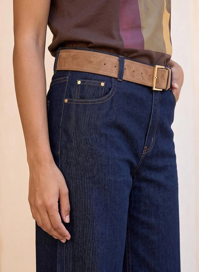 Splash FAV BLUE Denim Wide Leg Cotton Jeans for Women | Best Price UAE