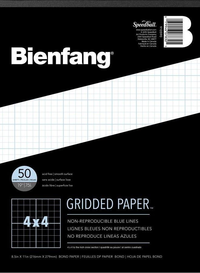 Bienfang Designer Grid Paper Pad, 4x4 Grid, 11" x 17" - Image 1