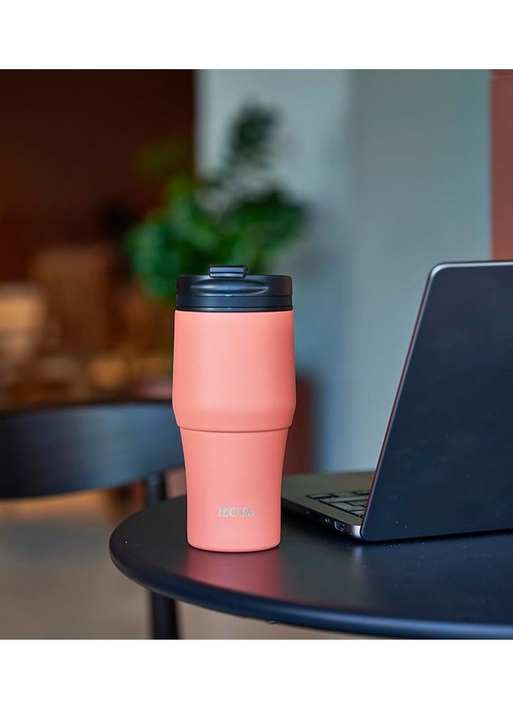 MOYA "High Tide" 380Ml Travel Coffee Mug Black/Coral - Image 2