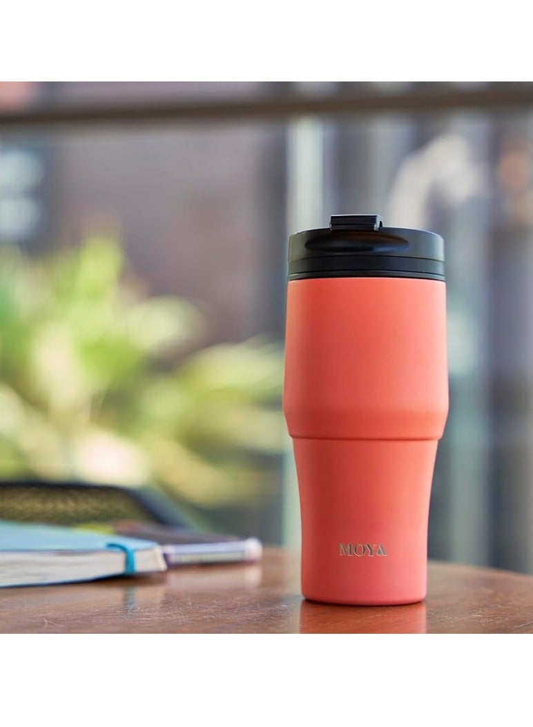 MOYA "High Tide" 380Ml Travel Coffee Mug Black/Coral - Image 3