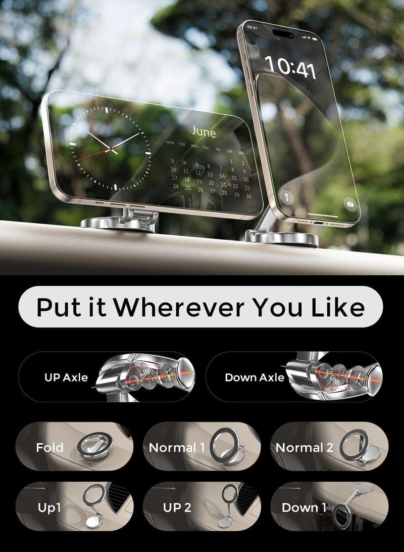 MagSafe Car Mount Phone Holder – 360° Rotation, Strong Magnetic Stand for Hands-Free Use – Compatible with iPhone 15, 14, 13, 12 Pro Max Plus Mini  MagSafe Cases (Silver) - Image 4
