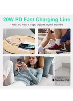 دوسالا كابل USB C إلى Lightning معتمد من MFi ومتوافق مع iPhone 13 و12 و11 Pro Max وX وXS وXR و8 و7 Plus/AirPods Pro يدعم توصيل الطاقة 1 متر أبيض  - Image 3