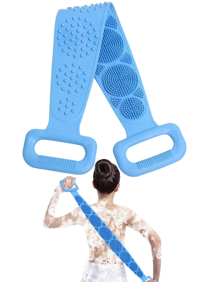 Silicone Back Scrubber, Double-Sided Body Brush For Bath Shower - 60CM Exfoliating Spa Massage Tool With Soft Bristles - Image 1