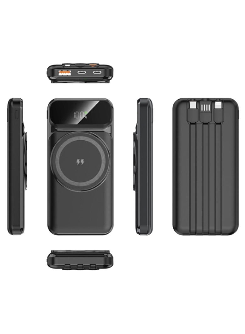 10000mAh magnetic power bank (with 3 data cables), compatible with iPhone and Android，Black - Image 3