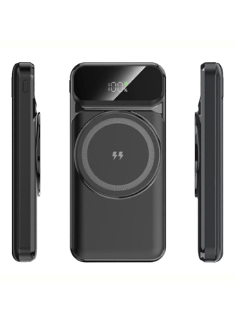 10000mAh magnetic power bank (with 3 data cables), compatible with iPhone and Android，Black - Image 2