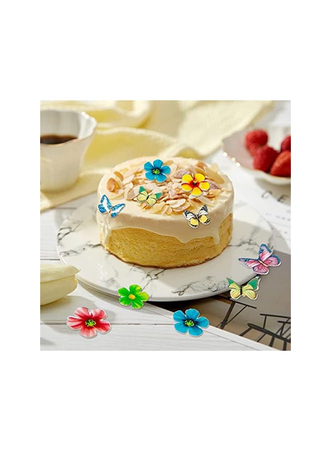 S-TOP Edible Flower Cupcake Toppers, Set of 70 Pcs Mixed Size Flower Birthday Cake Toppers Multicolour, Family Cupcake Wedding Cake Birthday Party Food Decoration - Image 2