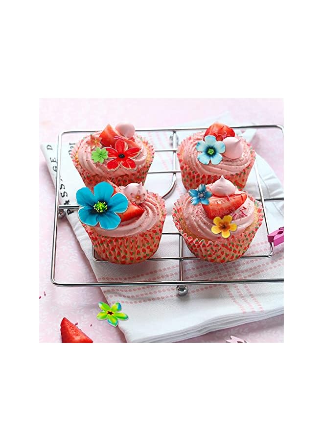 S-TOP Edible Flower Cupcake Toppers, Set of 70 Pcs Mixed Size Flower Birthday Cake Toppers Multicolour, Family Cupcake Wedding Cake Birthday Party Food Decoration - Image 3