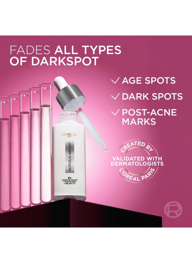 loreal paris L'Oréal Paris Glycolic Bright 8% [Melasyl тм + Glycolic + Niacinamide] face serum for Dark Spot & Brightening, 15ml  - Image 1