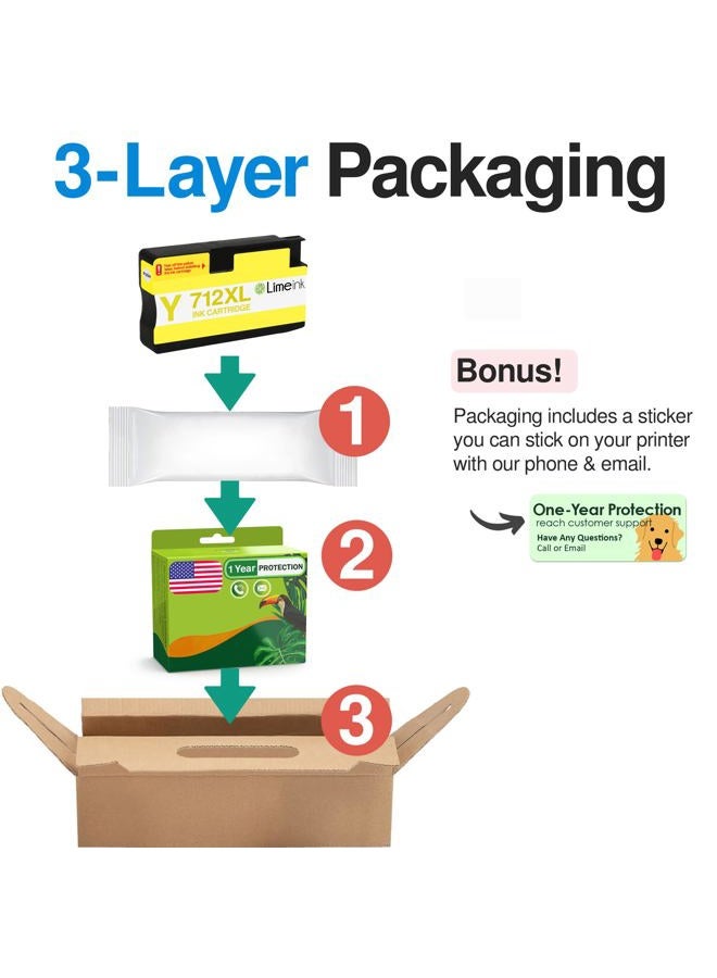 Limeink Compatible Ink Cartridges Replacement for HP 712 Ink Cartridges 712XL Ink for HP for DesignJet T650 T630 T230 T210 Studio Plotter Printers (1 Yellow) - Image 5