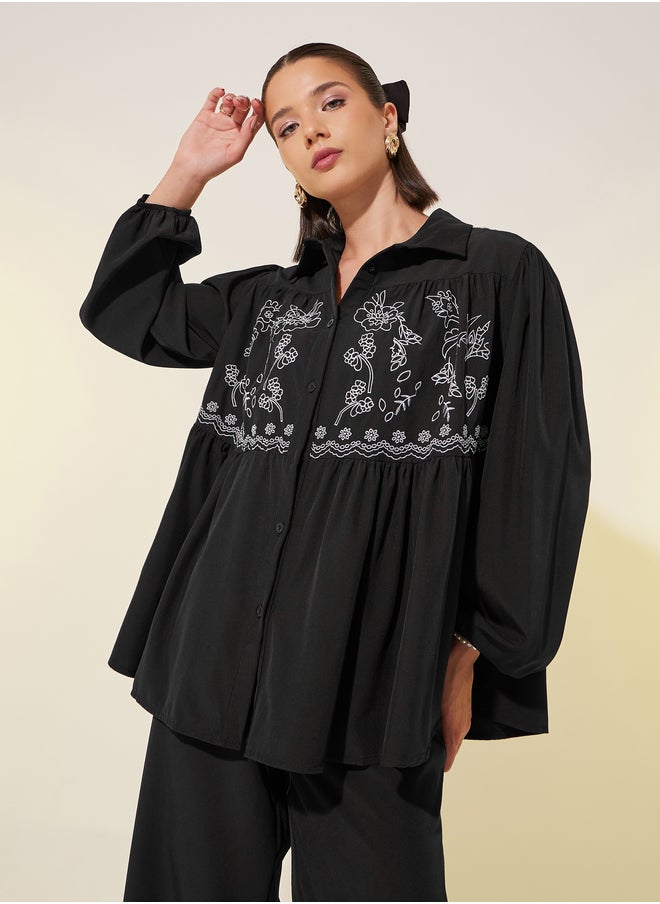 Take Two Floral Embroidered Top and Pants Co-Ords  - Image 3