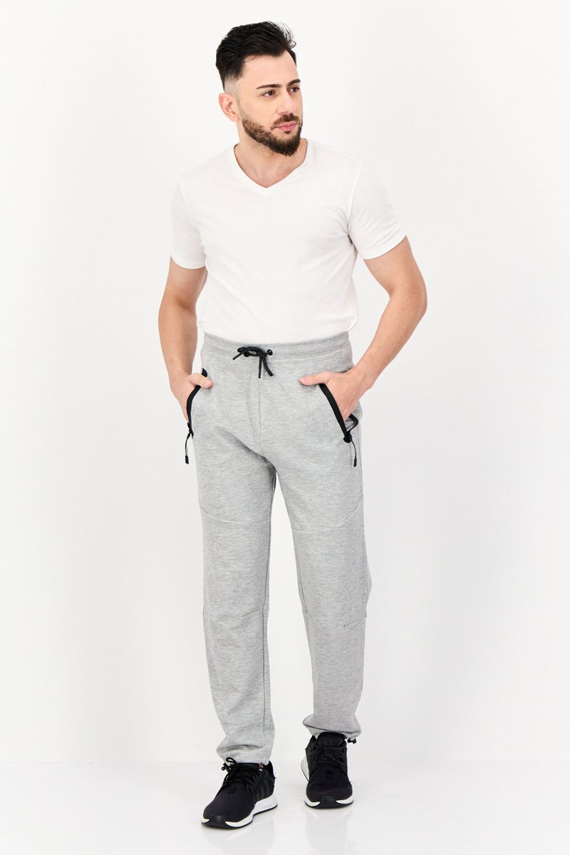 Celio Men Regular Fit Heather Jogger Pants, Light Grey  - Image 4