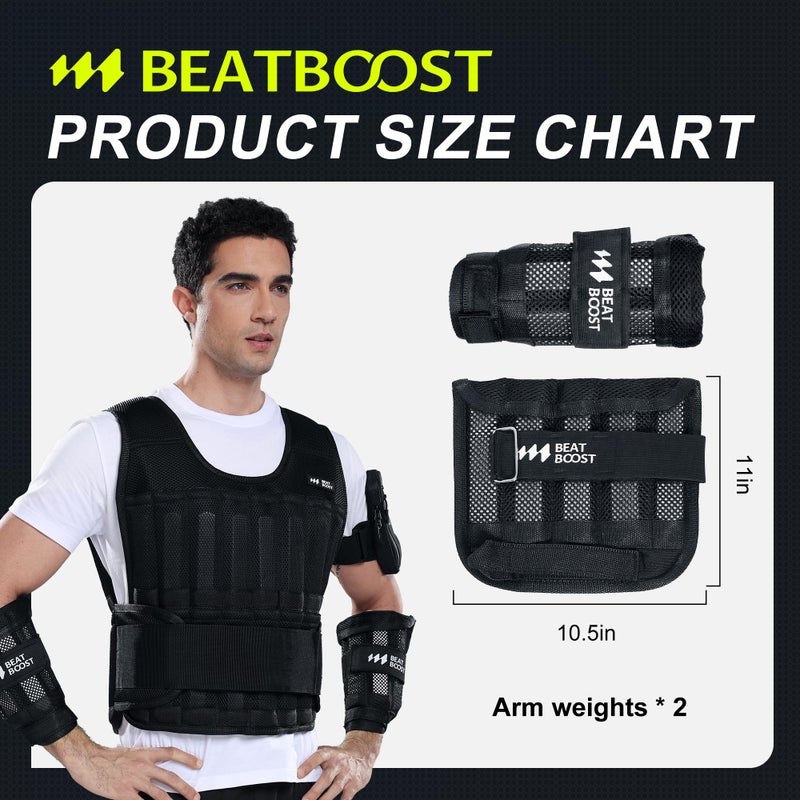 BeatBoost Wrist Weights 10lb Adjustable BeatBoost Arm Weights for Men Walking Pilates Exercise Workout Gym Aerobics - Image 5