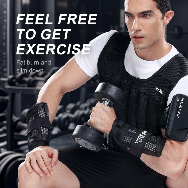 BeatBoost Wrist Weights 10lb Adjustable BeatBoost Arm Weights for Men Walking Pilates Exercise Workout Gym Aerobics - Image 4