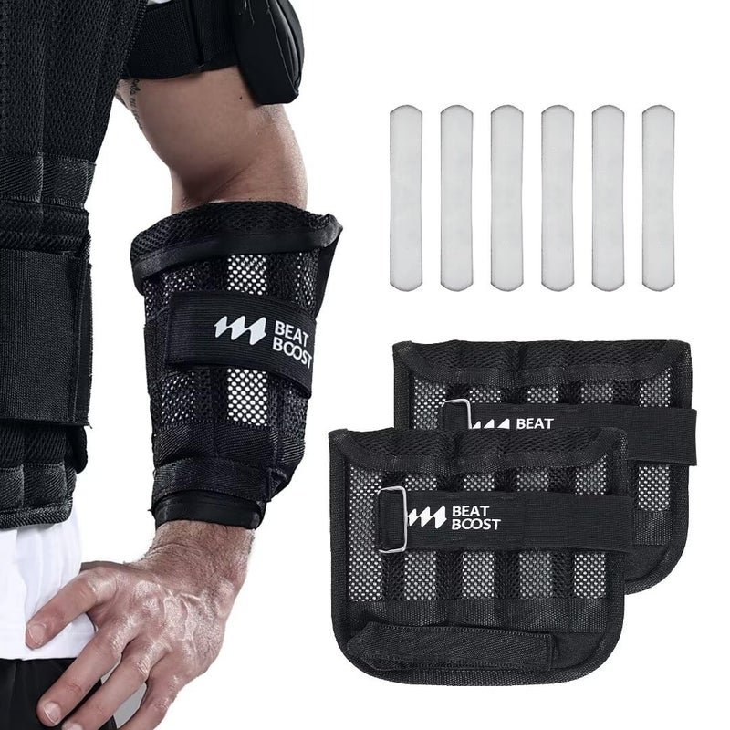BeatBoost Wrist Weights 10lb Adjustable BeatBoost Arm Weights for Men Walking Pilates Exercise Workout Gym Aerobics - Image 1