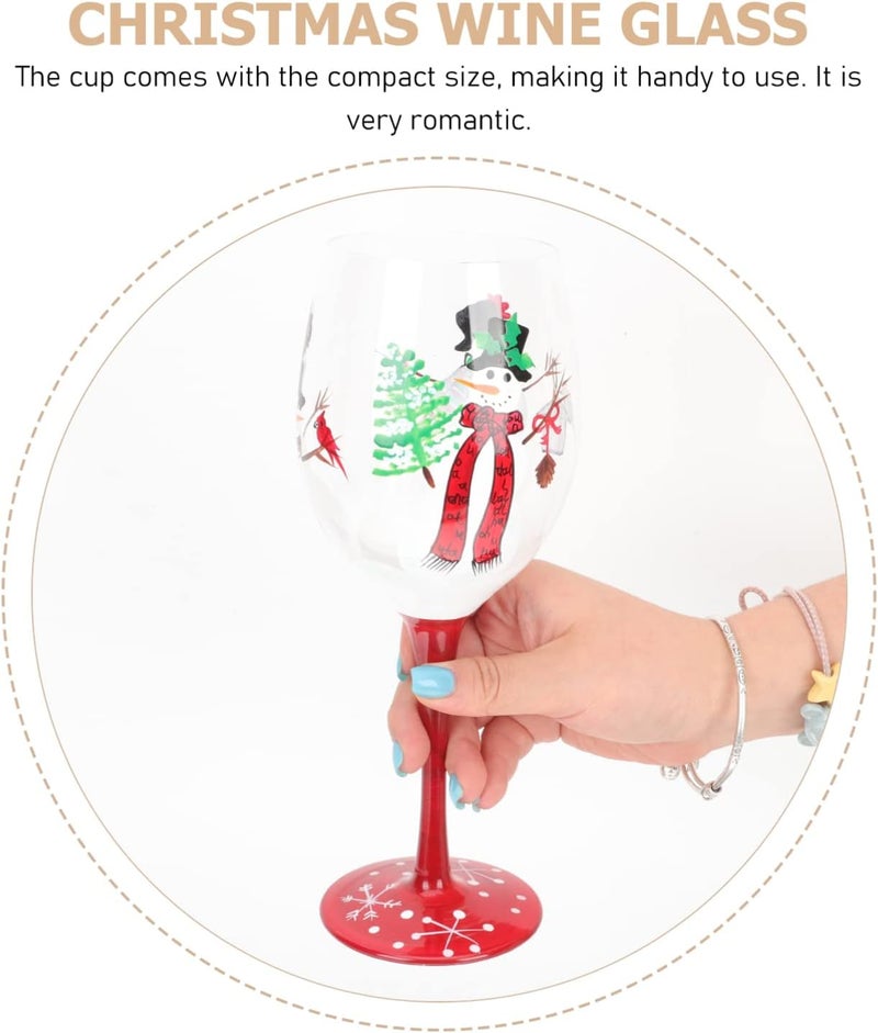 woobles Adorable Creative Xmas Glass Cocktails Home Cute Exquisite Holiday Decorative Gifts Goblet Party Painted Wineglass Bar Wine Festive Goblets Hand Household Personalised Hand- As Shown One 24x9cm - Image 1