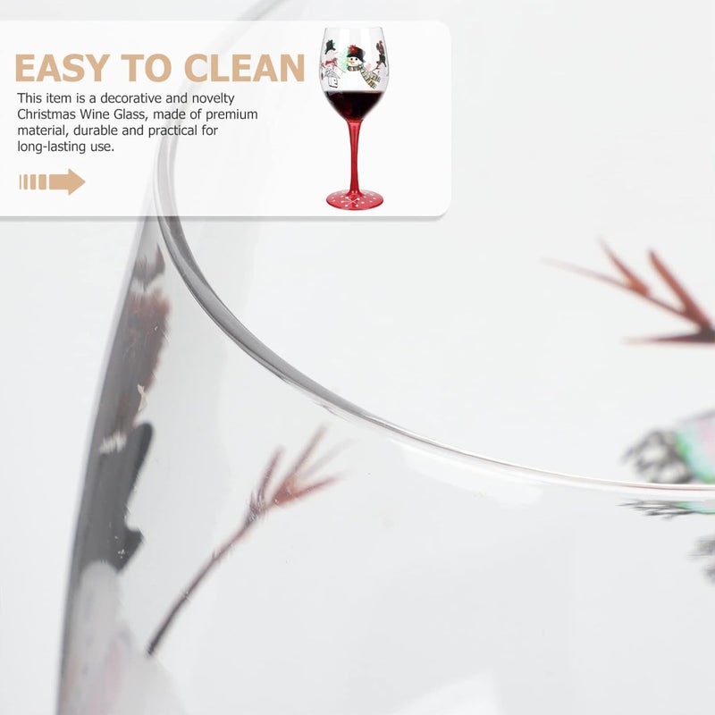 woobles Adorable Creative Xmas Glass Cocktails Home Cute Exquisite Holiday Decorative Gifts Goblet Party Painted Wineglass Bar Wine Festive Goblets Hand Household Personalised Hand- As Shown One 24x9cm - Image 2
