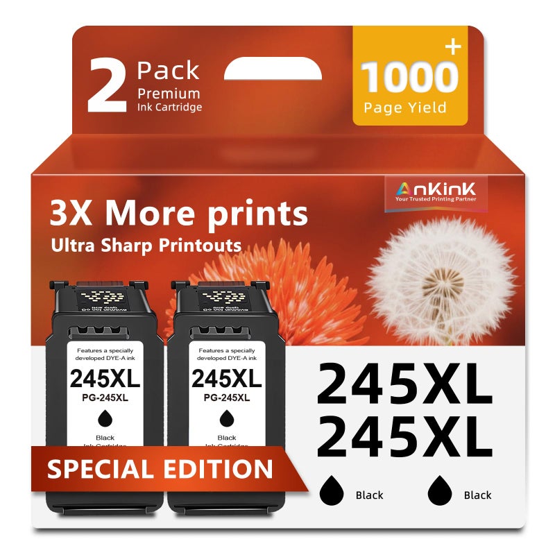Ankink 245XL Ink Cartridge Replacement for Canon Ink 245 PG-245 XL PG245XL Black Ink for Cannon Pixma MX490 TR4520 TS3322 TR4522 TR4500 TS3122 TS3300 MX492 MG2522 MG2500 TS3320 TS3100 Printer, PG245 - Image 1