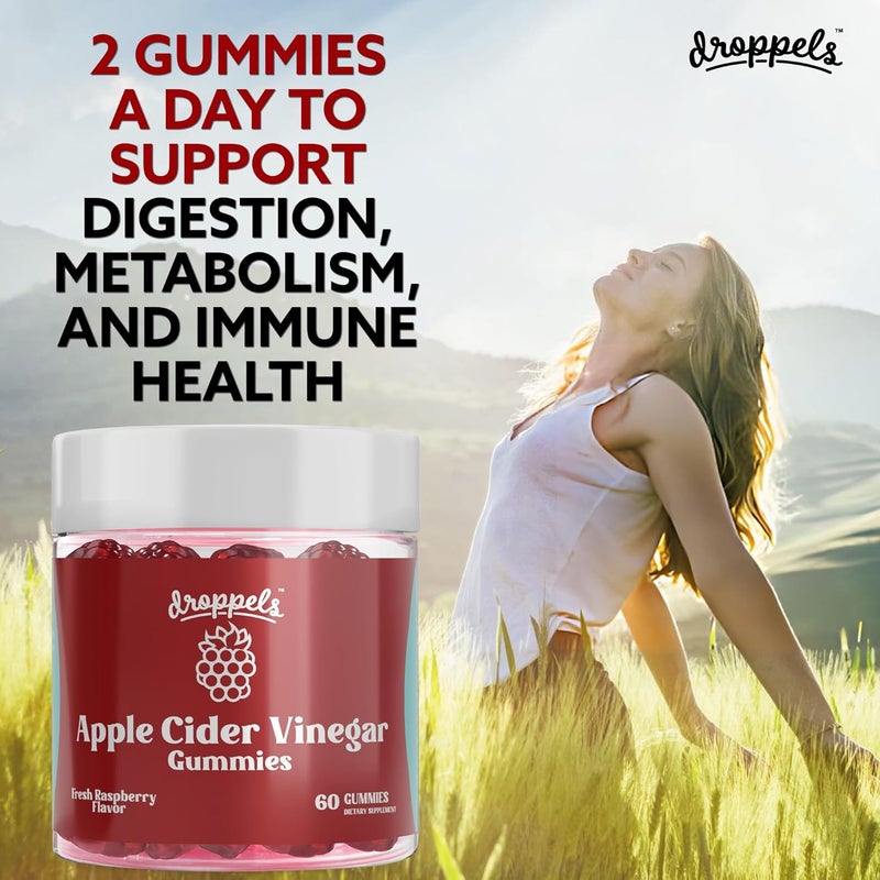 Droppels Apple Cider Vinegar Gummies 1000mg with Beet Root  Pomegranate  NonGMO VeganFriendly Gluten Free  Supports Digestion Metabolism Energy  Immune Health  Raspberry Flavor - Image 5